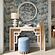 Dex Faded Blue Upcycled Fabric Ottoman by TOV Furniture