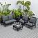 Walbrooke Modern Black Patio Conversation With Square Fire Pit & Tank Holder, Charcoal by LeisureMod