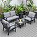 Walbrooke Modern Black Patio Conversation With Square Fire Pit & Tank Holder, Grey by LeisureMod
