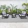 Walbrooke Modern Black Patio Conversation With Square Fire Pit & Tank Holder, Grey by LeisureMod