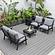 Walbrooke Modern Black Patio Conversation With Square Fire Pit & Tank Holder, Grey by LeisureMod