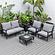 Walbrooke Modern Black Patio Conversation With Square Fire Pit & Tank Holder, Grey by LeisureMod