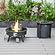 Walbrooke Modern Black Patio Conversation With Round Fire Pit & Tank Holder, Navy Blue by LeisureMod