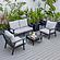 Walbrooke Modern Black Patio Conversation With Square Fire Pit With Slats Design & Tank Holder, Light Grey by LeisureMod