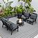 Walbrooke Modern Black Patio Conversation With Round Fire Pit With Slats Design & Tank Holder, Charcoal by LeisureMod