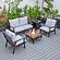 Walbrooke Modern Brown Patio Conversation With Square Fire Pit & Tank Holder, Light Grey by LeisureMod