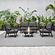 Walbrooke Modern Brown Patio Conversation With Round Fire Pit & Tank Holder, Charcoal by LeisureMod
