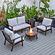 Walbrooke Modern Brown Patio Conversation With Round Fire Pit & Tank Holder, Light Grey by LeisureMod