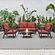 Walbrooke Modern Brown Patio Conversation With Round Fire Pit & Tank Holder, Red by LeisureMod