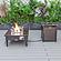 Walbrooke Modern Brown Patio Conversation With Square Fire Pit With Slats Design & Tank Holder, Light Grey by LeisureMod