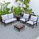 Walbrooke Modern Brown Patio Conversation With Square Fire Pit With Slats Design & Tank Holder, Light Grey by LeisureMod