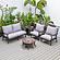Walbrooke Modern Brown Patio Conversation With Round Fire Pit With Slats Design & Tank Holder, Grey by LeisureMod