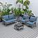 Walbrooke Modern Grey Patio Conversation With Square Fire Pit & Tank Holder, Navy Blue by LeisureMod