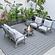 Walbrooke Modern Grey Patio Conversation With Round Fire Pit & Tank Holder, Light Grey by LeisureMod