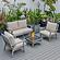 Walbrooke Modern Grey Patio Conversation With Square Fire Pit With Slats Design & Tank Holder, Beige by LeisureMod