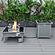 Walbrooke Modern Grey Patio Conversation With Square Fire Pit With Slats Design & Tank Holder, Beige by LeisureMod