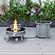 Walbrooke Modern Grey Patio Conversation With Round Fire Pit With Slats Design & Tank Holder, Green by LeisureMod
