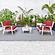 Walbrooke Modern White Patio Conversation With Square Fire Pit & Tank Holder, Red by LeisureMod
