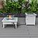 Walbrooke Modern White Patio Conversation With Square Fire Pit With Slats Design & Tank Holder, Light Grey by LeisureMod