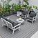 Walbrooke Modern White Patio Conversation With Round Fire Pit With Slats Design & Tank Holder, Charcoal by LeisureMod
