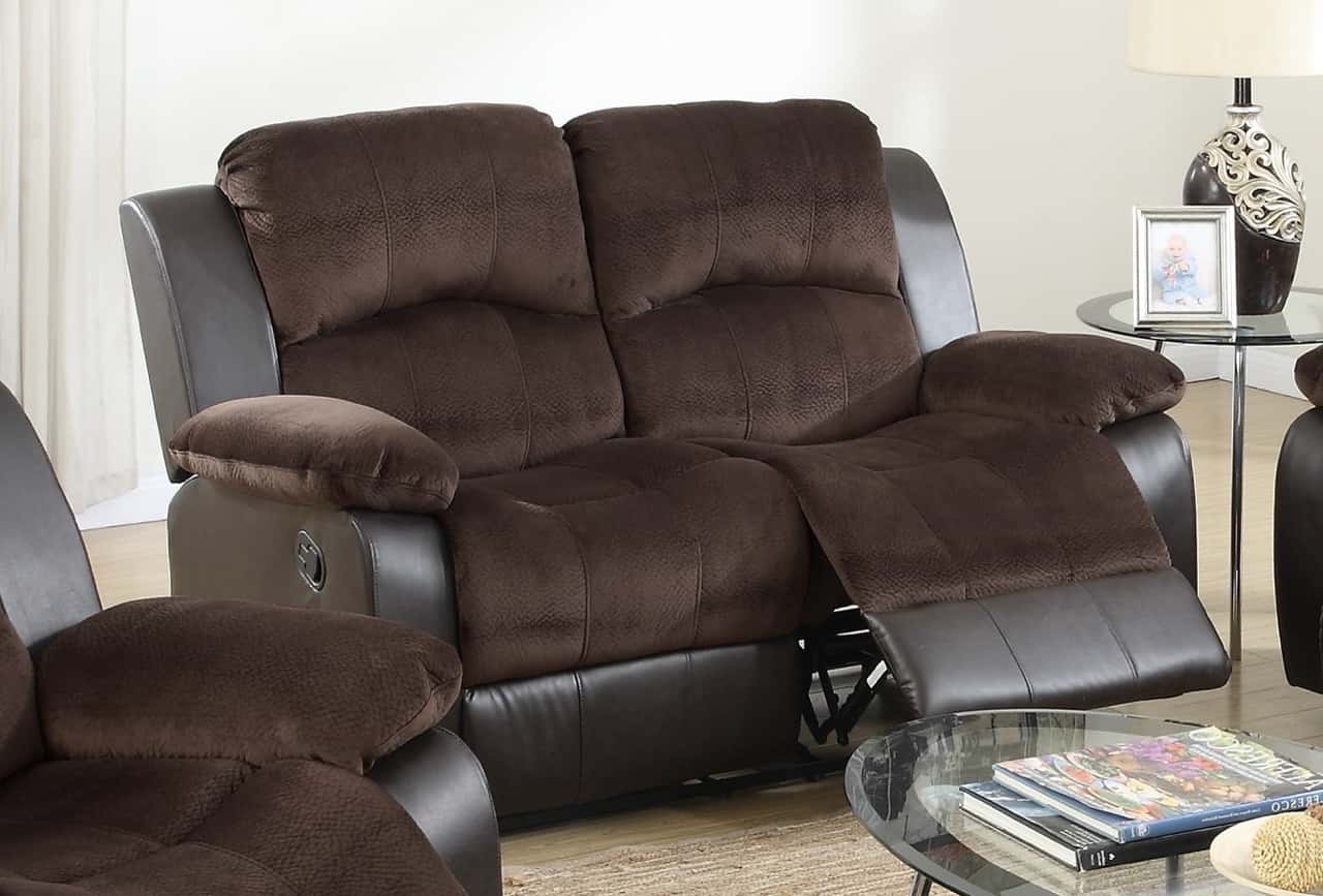 F6695 Padded Suede w/Faux Leather Reclining Loveseat