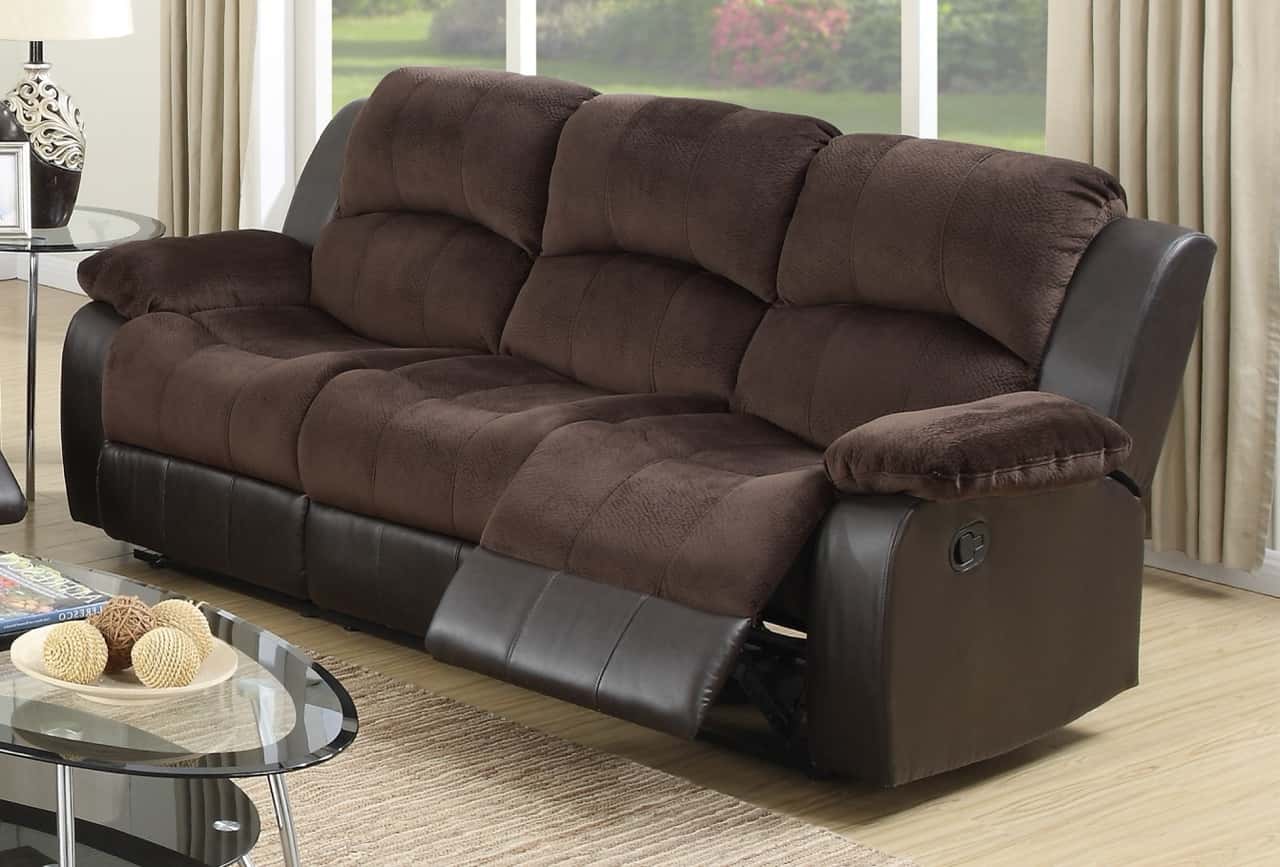 F6696 Padded Suede w/Faux Leather Reclining Sofa