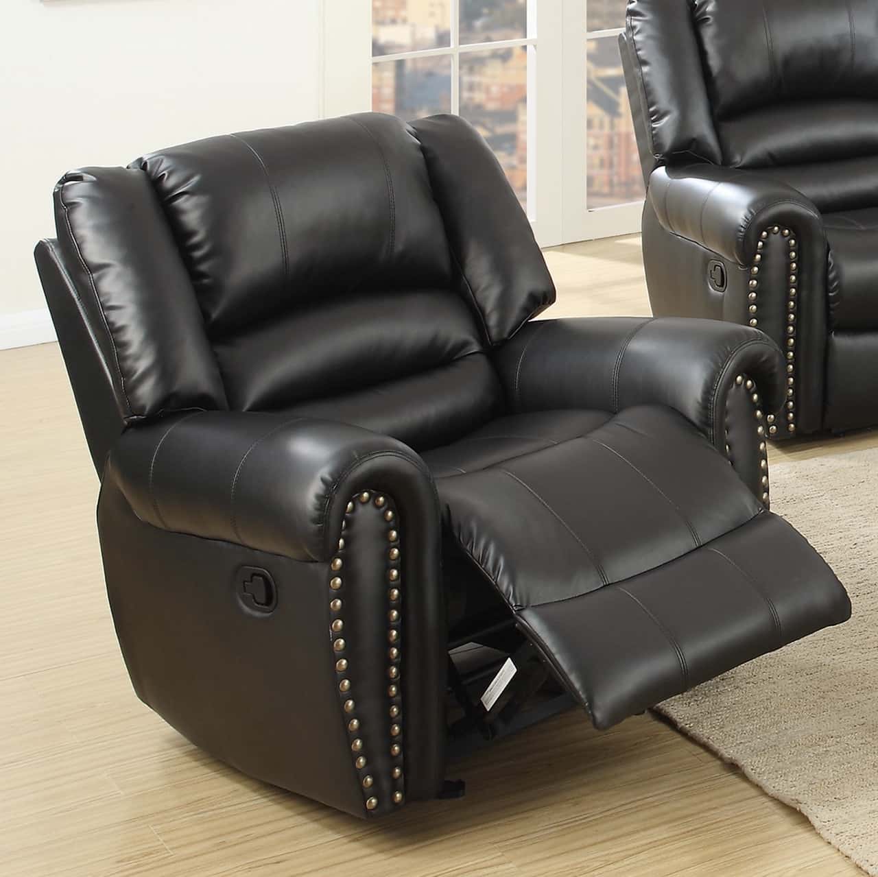 F6751 Bonded Leather Glider Reclining Chair - Thumbnail 3