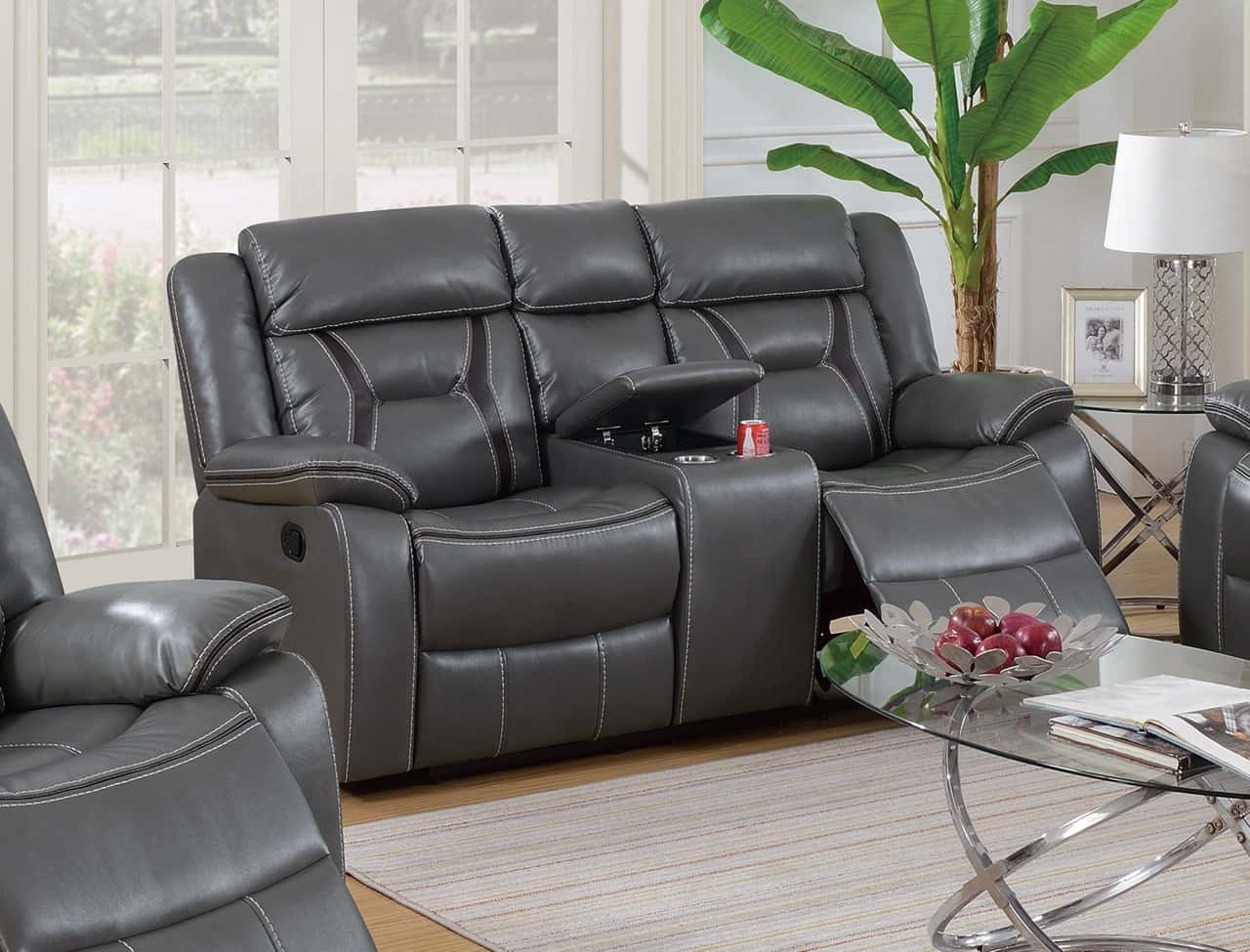 F6797 Gel Leatherette Reclining Loveseat