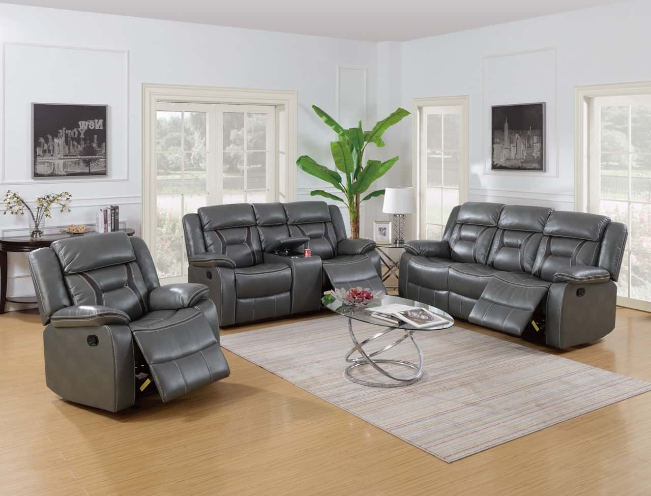 F6797 Gel Leatherette Reclining Loveseat - Thumbnail 3