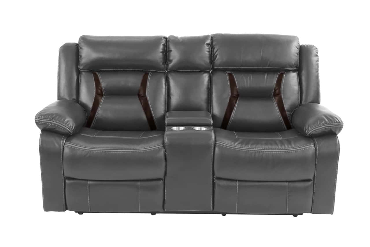 F6797 Gel Leatherette Reclining Loveseat - Thumbnail 2