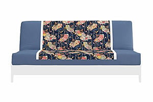 Japanese Printed Futon Cover - Fan (Navy & White)
