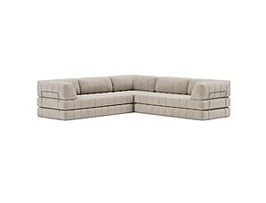 CozyPad Sleeper Sofa Corner with Arms Coduroy Beige by Innovation Living