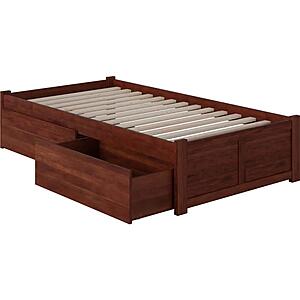 Concord Twin XL Platform Bed w/Footboard & Set of 2 Storage Drawers by Atlantic