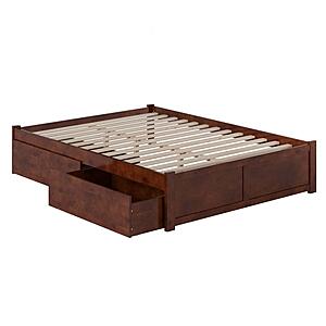 Concord Queen Platform Bed w/Footboard & Set of 2 Storage Drawers by Atlantic