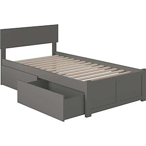 Orlando Twin XL Platform Bed w/Footboard & Set of 2 Storage Drawers by Atlantic
