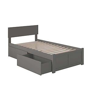 Orlando Twin Platform Bed w/Footboard & Set of 2 Storage Drawers by Atlantic