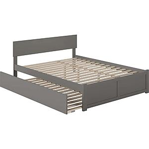 Orlando Queen Platform Bed w/Footboard & Twin XL Trundle by Atlantic