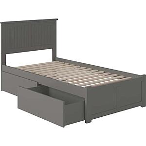 Nantucket Twin Platform Bed w/Footboard & Set of 2 Storage Drawers by Atlantic