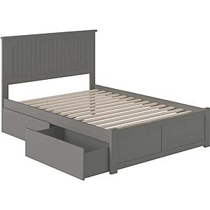 Nantucket Full Platform Bed w/Footboard & Set of 2 Storage Drawers by Atlantic