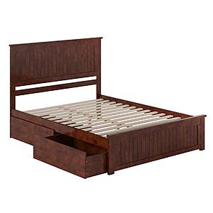 Nantucket Queen Platform Bed w/Matching Footboard & Set of 2 Storage Drawers by Atlantic