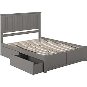 Nantucket King Platform Bed w/Footboard & Set of 2 Storage Drawers by Atlantic