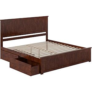 Nantucket King Platform Bed w/Matching Footboard & Set of 2 Storage Drawers by Atlantic