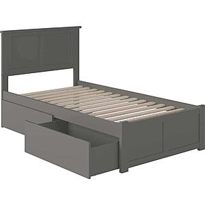 Madison Twin Platform Bed w/Footboard & Set of 2 Storage Drawers by Atlantic
