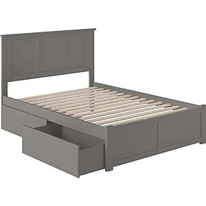 Madison Queen Platform Bed w/Footboard & Set of 2 Storage Drawers by Atlantic
