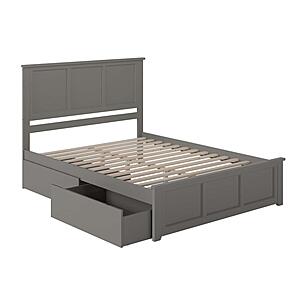 Madison Queen Platform Bed w/Matching Footboard & Set of 2 Storage Drawers by Atlantic