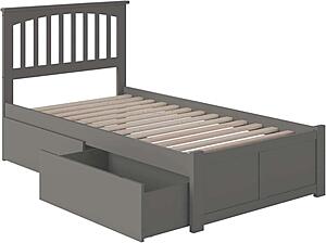 Mission Twin XL Platform Bed w/Footboard & Set of 2 Storage Drawers by Atlantic