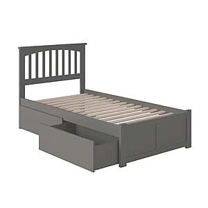 Mission Twin Platform Bed w/Footboard & Set of 2 Storage Drawers by Atlantic
