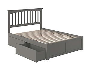 Mission Full Platform Bed w/Footboard & Set of 2 Storage Drawers by Atlantic