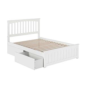 Mission Full Platform Bed w/Matching Footboard & Set of 2 Storage Drawers by Atlantic