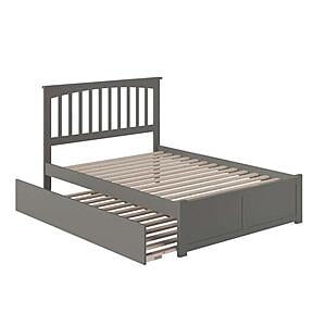 Mission Queen Platform Bed w/Footboard & Twin XL Trundle by Atlantic